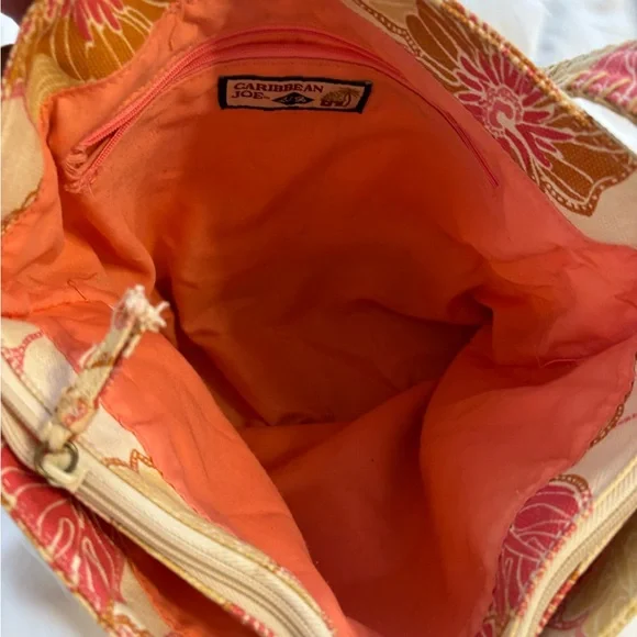 Caribbean Joe Pink and Tan Floral Shoulder Bag - Picture 4 of 7